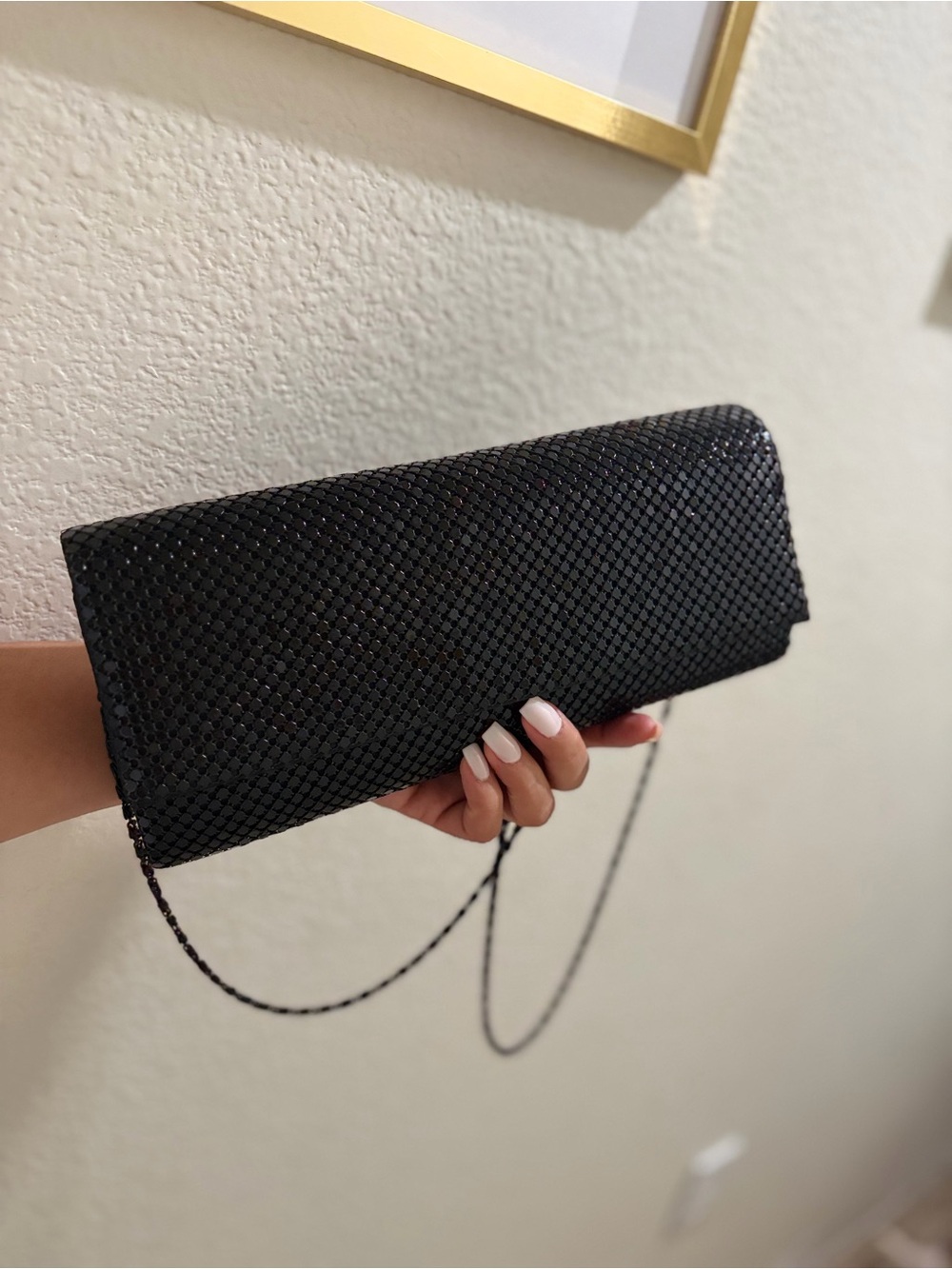 Elegant Black Evening Clutch with Chain Strap